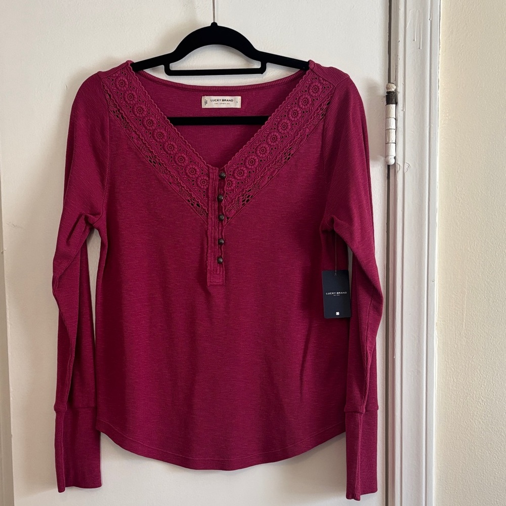 Lucky Brand Long Sleeve Top - Rich Pink